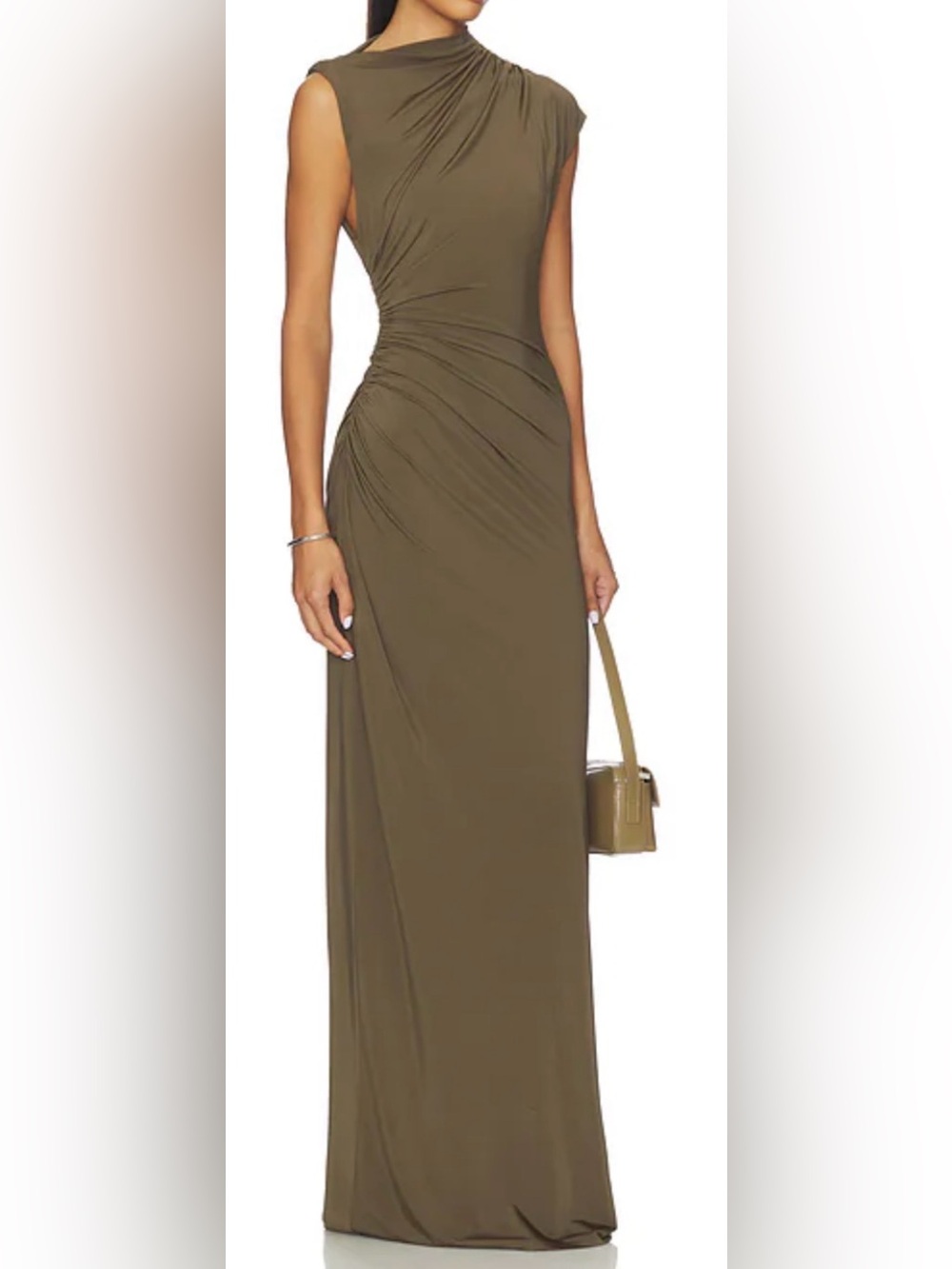 NWOT/Excellent Condition — EAVES Auda Gown from REVOLVE in Olive, Size XXS.